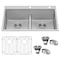 Ruvati 33"x22" Drop-in 50/50 Dbl Bowl Tight Radius 16 Ga SS Kitchen Sink RVH8051 - alternate 1